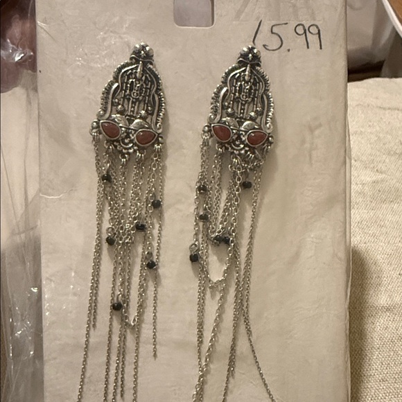 Zara Jewelry - Zara Silver and Red Dangle Earrings